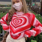 Свитер Женский вязаный в полоску, с длинным рукавом, Y2K, зима пуловеры с принтом в форме сердца