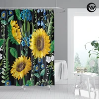nordic printed sunflower waterproof hotel bathtub curtain modern print kids black bathroom shower curtains
