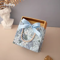 stobag 20pcslot redpinkchampagnesky blue gift packaging handle paper bag birthday baby shower party event celebrate favor