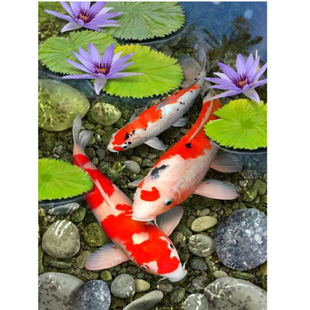 Full drill Square Round Diamond Embroidery fish flower Picture Of Rhinestones diy Paint With Diamonds Mosaic constellation art | Дом и сад