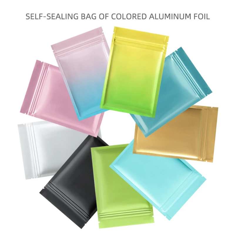 

Color Aluminum Foil Self-sealing Front Zipper Lock Standing Bag Coffee Bean Packaging Kitchen Storage Bag Food Bag 100 Pcs