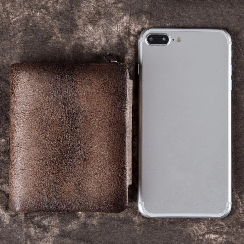 AETOO винтажный кожаный многоцелевой мужской кошелек кожа дикой лошади для отдыха