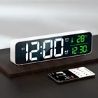 Настольные зеркальные часы, цифровой будильник, музыкальный будильник светодиодный индикация температуры, 1 шт., электронные часы для гостиной