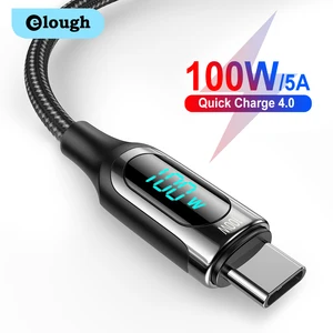 elough led 100w usb c to usb type c cable pd quick charge 4 0 type c cable for xiaomi poco x3 huawei samsung phone charging cord free global shipping