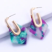 new fashion acetate plate earrings retro personality geometric diamond exaggerated earrings female jewelry accessories