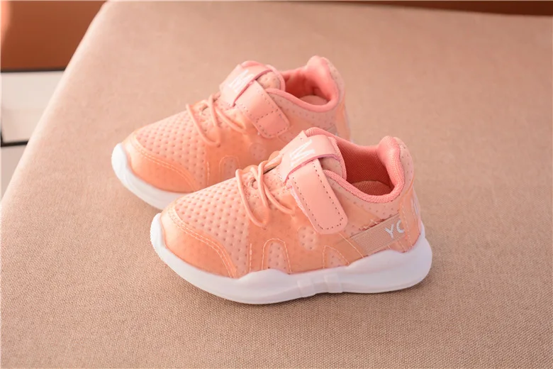 autumn new fashionable net breathable pink leisure sports running shoes for girls white shoes for boys brand kids shoes - Цвет: Розовый