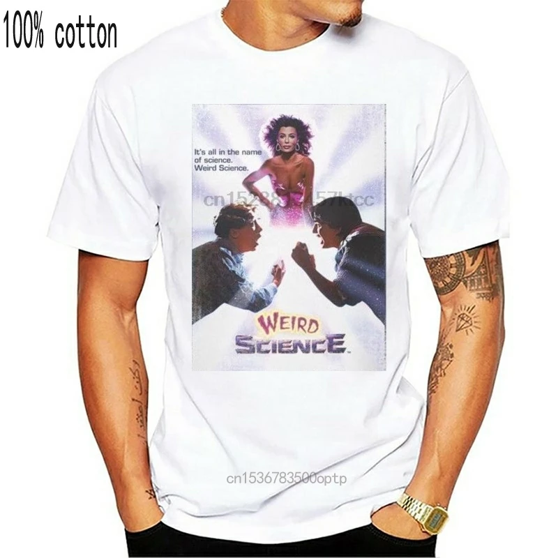 

2018 New Pure Cotton Sleeves Hip Hop Fashion Weird Science T Shirt Movie Poster Retro 1980 100% Cotton White Tee Spa118