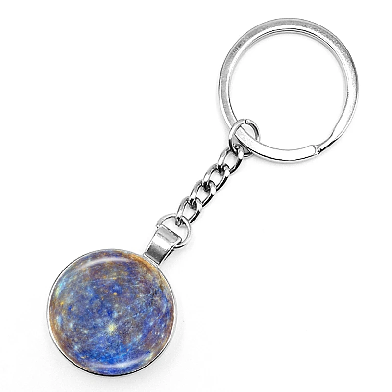 

2020 New Nine Stars Earth Keychain Glass Convex Personality Charm Bag Pendant Keychain Gift germ free key