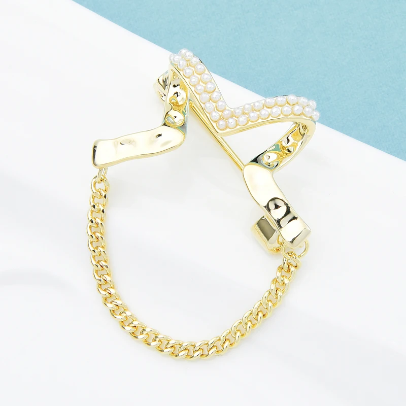 Wuli &amp baby Изысканная цепочка Броши звезды для женщин дизайнерская жемчужная брошь