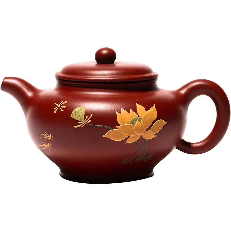 

Raw ore Dahongpao purple clay teapot handmade by famous artists
