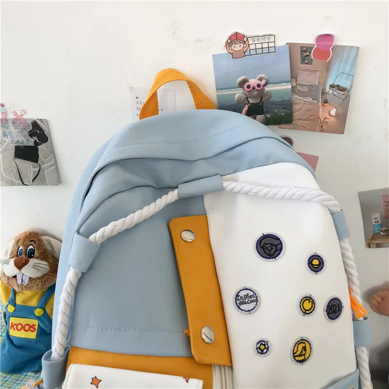 

2020 New Cute Patchework Backpack for Women School Shoulder Bag Bagpack for Teenage Girls Female Travel Backpacks Waterproof