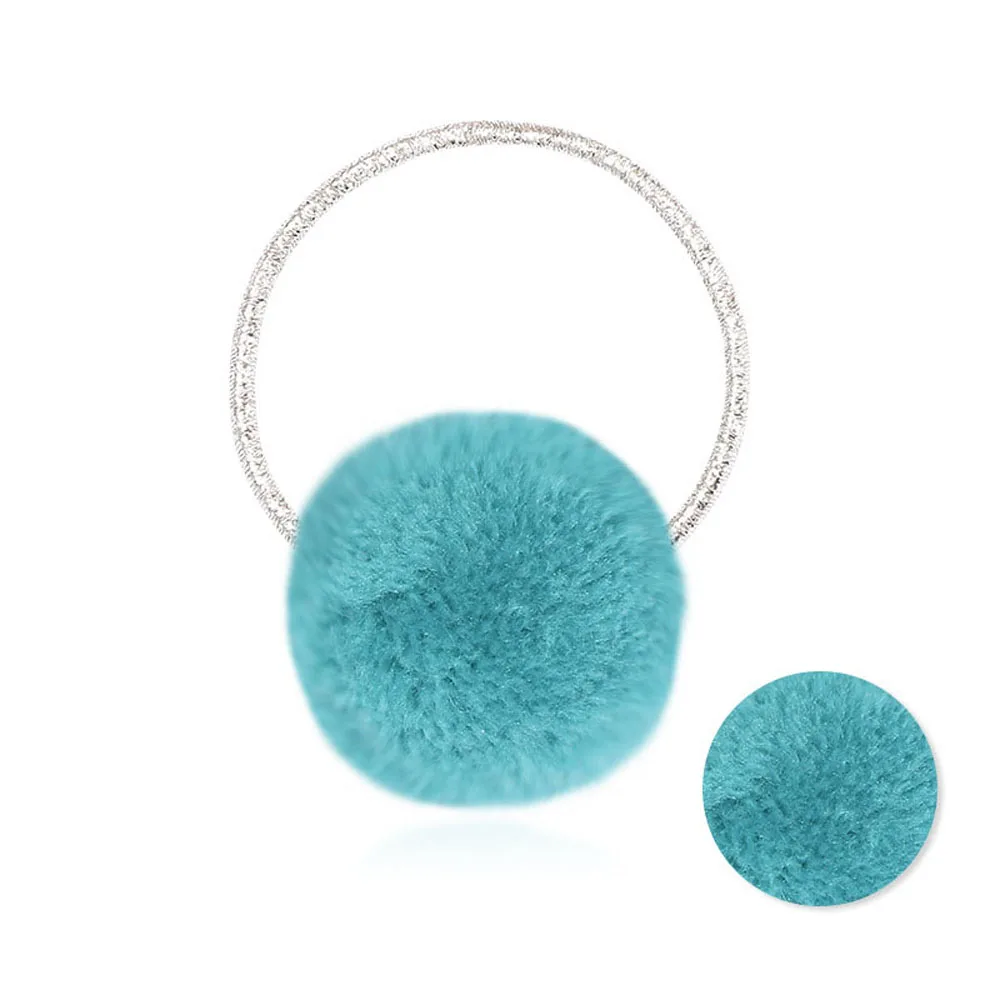 

1Pair Small Solid Fur Ball With Elastic Rope Handmade Hair Band For Kids Girls Hair Accessories
