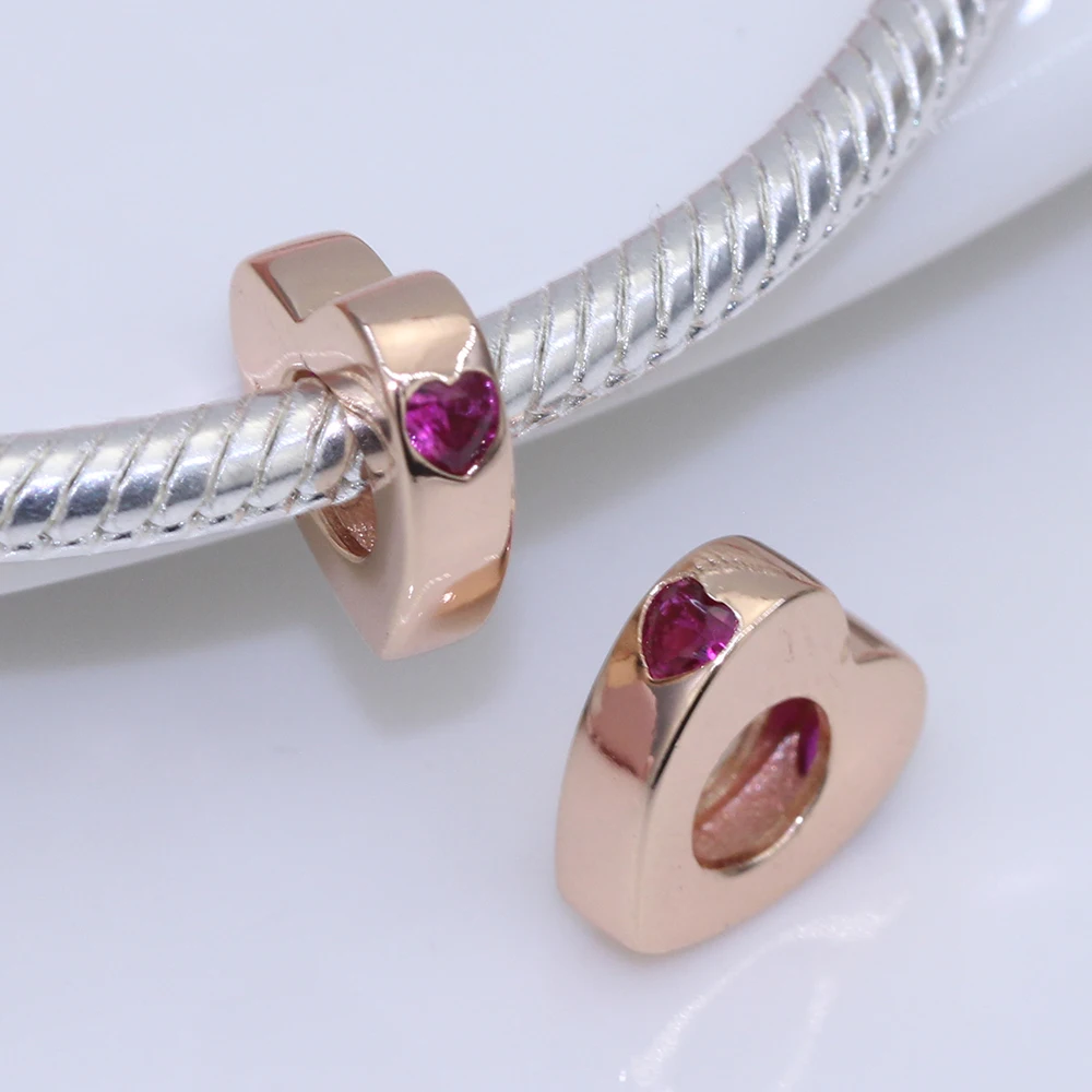 

Fit Original Pandora charms bracelet beads S925 sterling silver Simple heart-shaped beads female fashion jewelry