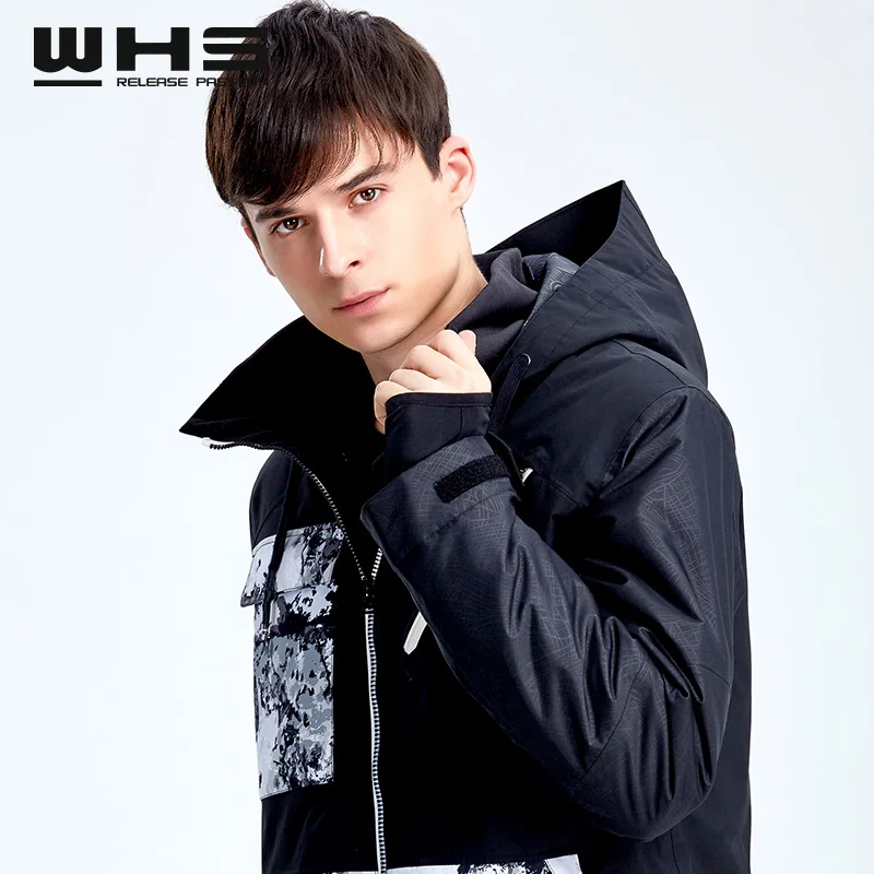 WHS Мужская и женская пара Лыжная куртка зимняя уличная зимняя хлопковая Спортивная одежда Женская теплая верхняя одежда водонепроницаемая и ветрозащитная куртка