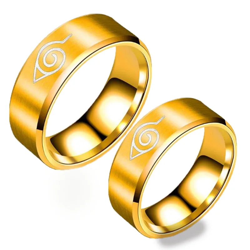 Ring Kakashi Logo Anime Cosplay 8MM Women's Couple Rings Simpl Dimmer ...