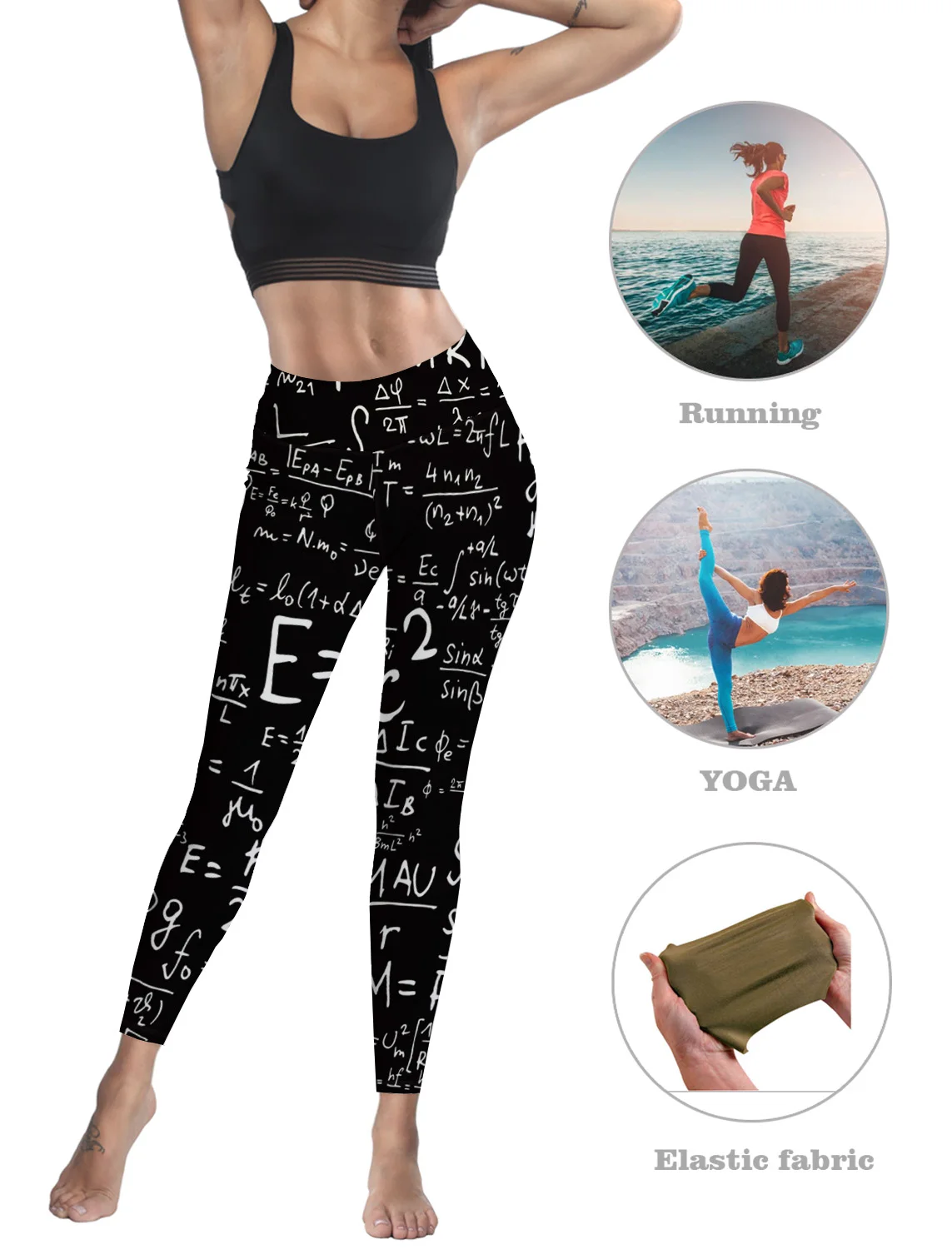 Blackboard Number Snow Formula E=Mc^2 Fitness Leggings Women Workout Pants Legging Fashion Bodybuilding | Женская одежда