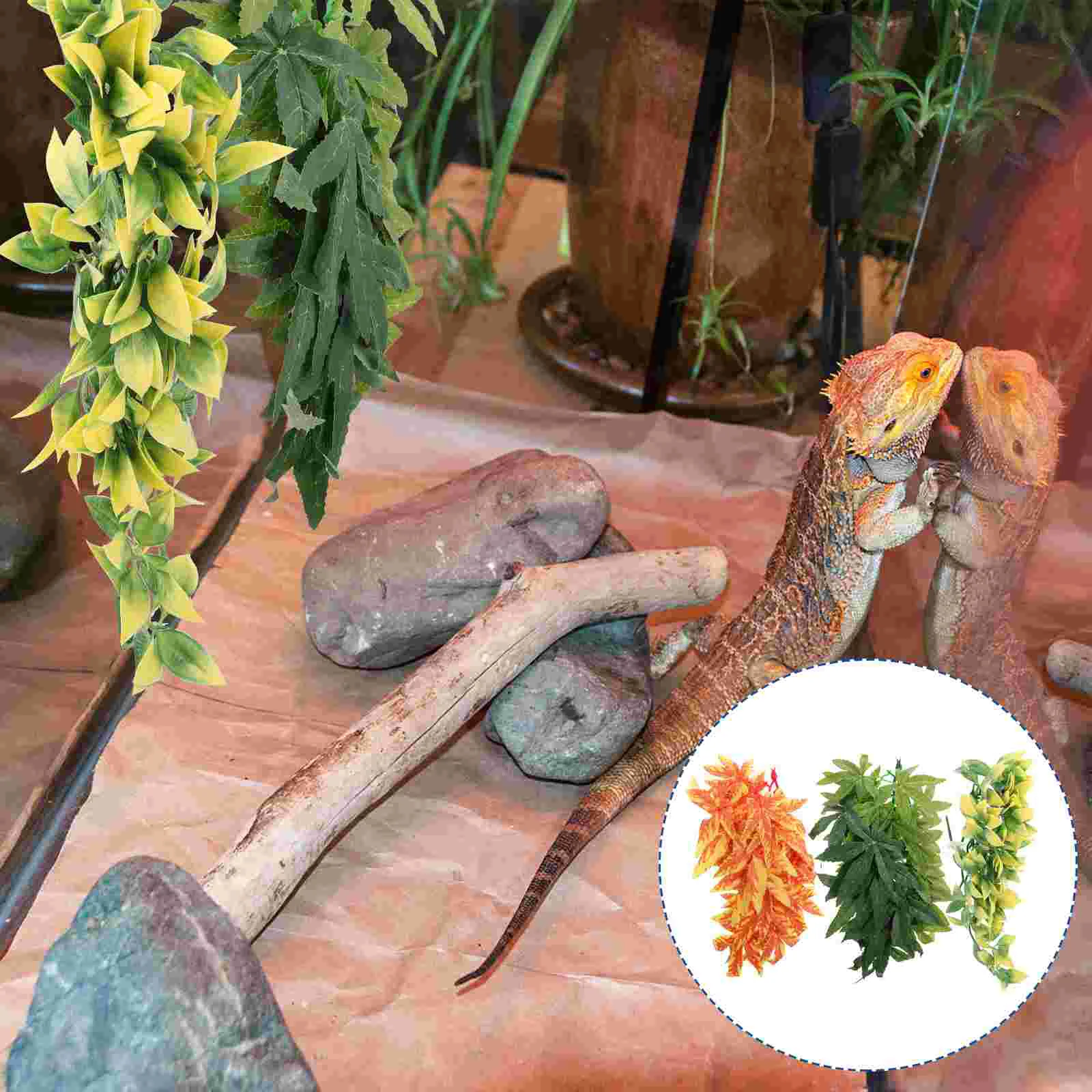 

3pcs Simulation Vine Decors Reptile Habitat Tank Vine Landscape Ornaments