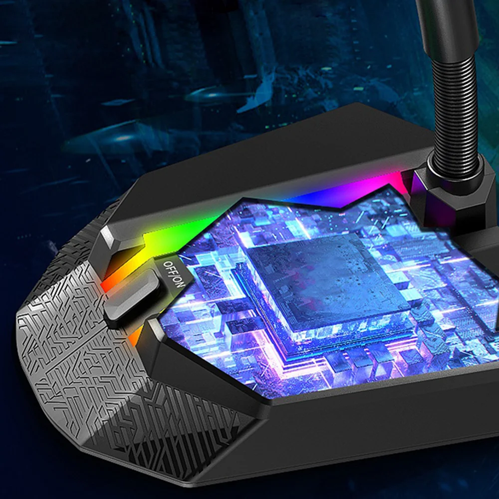 Проводной микрофон RGB Luminous Computer Condensor Mic Online Class Live Recording Karaoke for PC Office Game Desktop on.