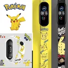 Силиконовый ремешок для Mi Band 3, 4, 5, 6, с изображением покемона Пикачу, браслет с принтом