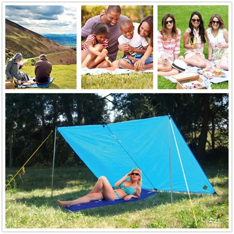 

3Mx3M Ultralight Sun Shelter Camping Waterproof Awning Tarp Tent Hammock Rain Fly Camping Sunshade UV Resistant Coating