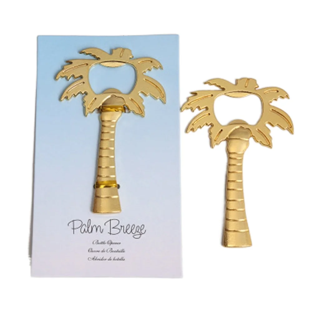 

25pcs Lot Bottle Opener Wedding Giveaways Bridal Shower Golden Coconut Tree Baby Shower for Guests Gift Favors