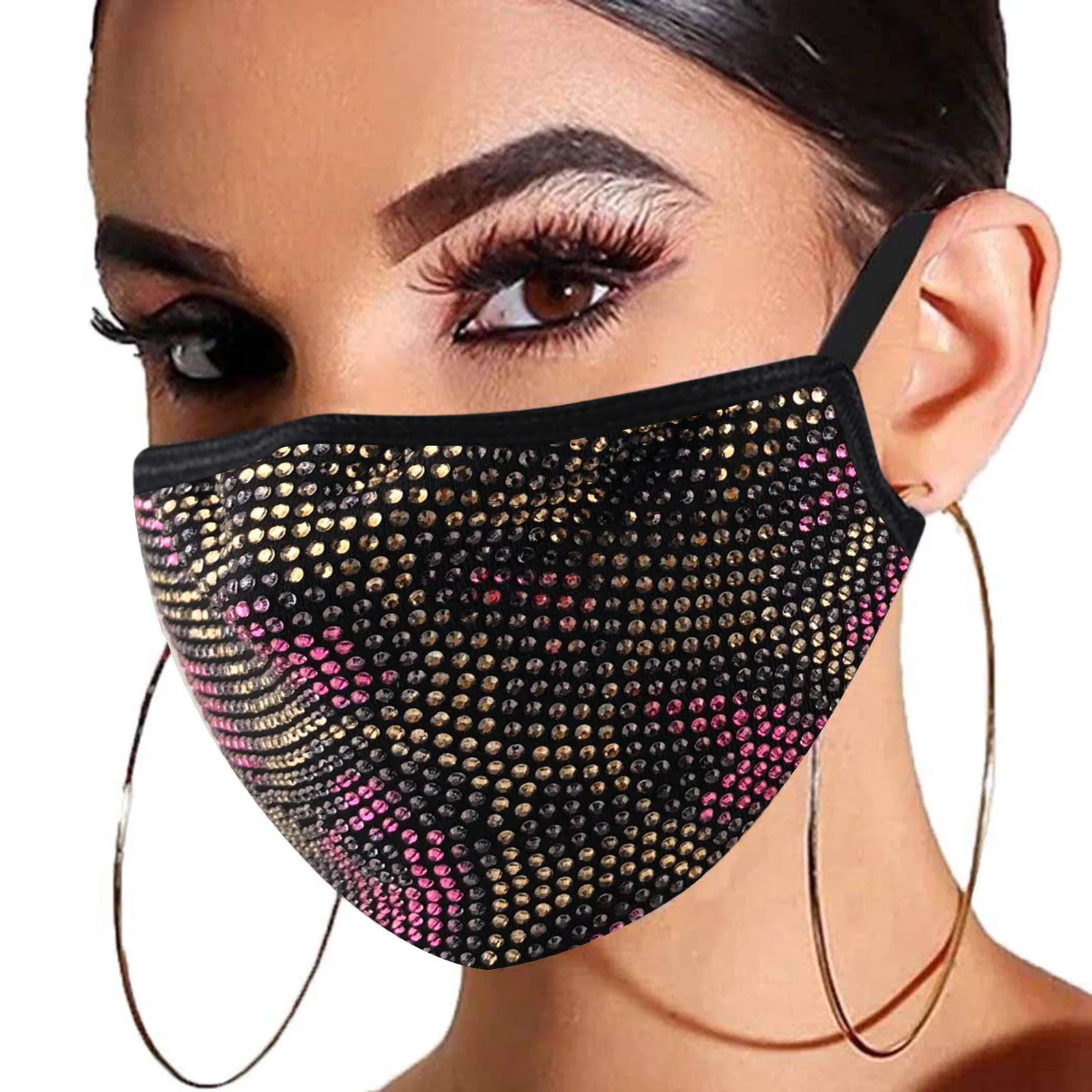 

Headband masques mascara protectora Reusable Halloween Masquerade Rhinestone Crystals Mask For Women Kunoichi Masque #