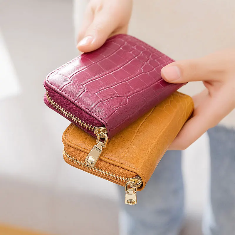 Женский RFID антимагнитный корейский держатель для карт на молнии мужской