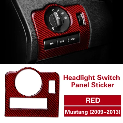 Red TPIC для Ford Mustang 2009-2013 Автомобильный Интерьер Литье карбоновое волокно рама переключателя фар Накладка Регулировка наклейки для авто - Название цвета: Red