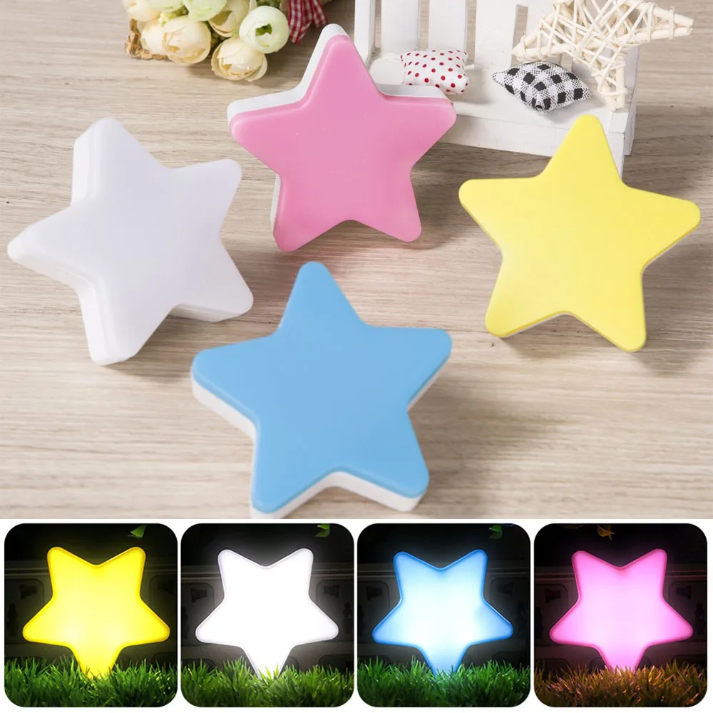 

Mini Cute Star LED Night Light EU/US AC110-220V Pulg-in Socket Bedside Wall Lamp Light Sensor Control Children kids Night Lamp