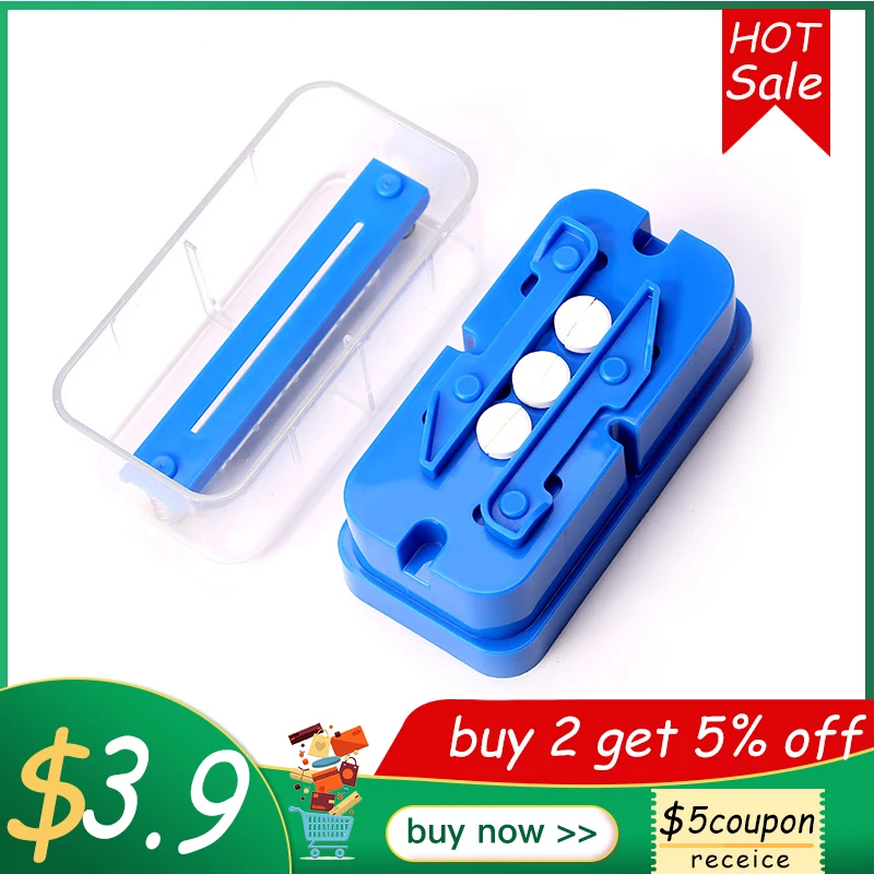 

New Quality Pill Cutter Medicine Box Pill Cutting Splitter Drugs Tablet Cutter Divider Storage Case Pill Box Pill Cases Splitter