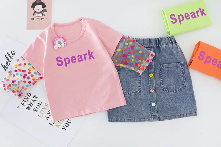 2 шт./компл. джинсовая Футболка с принтом для девочек | Мать и ребенок