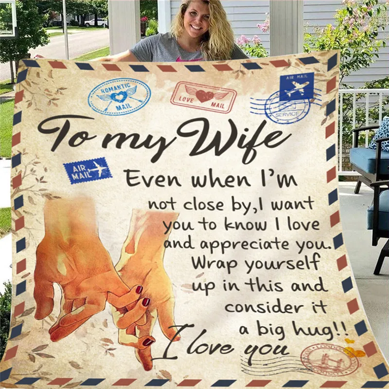 New Flannel Blanket Letter 3D Printed Envelope Love Warm Quilts Air Mail Print To Daughter Son Wife Wrap Family Gi | Мать и ребенок
