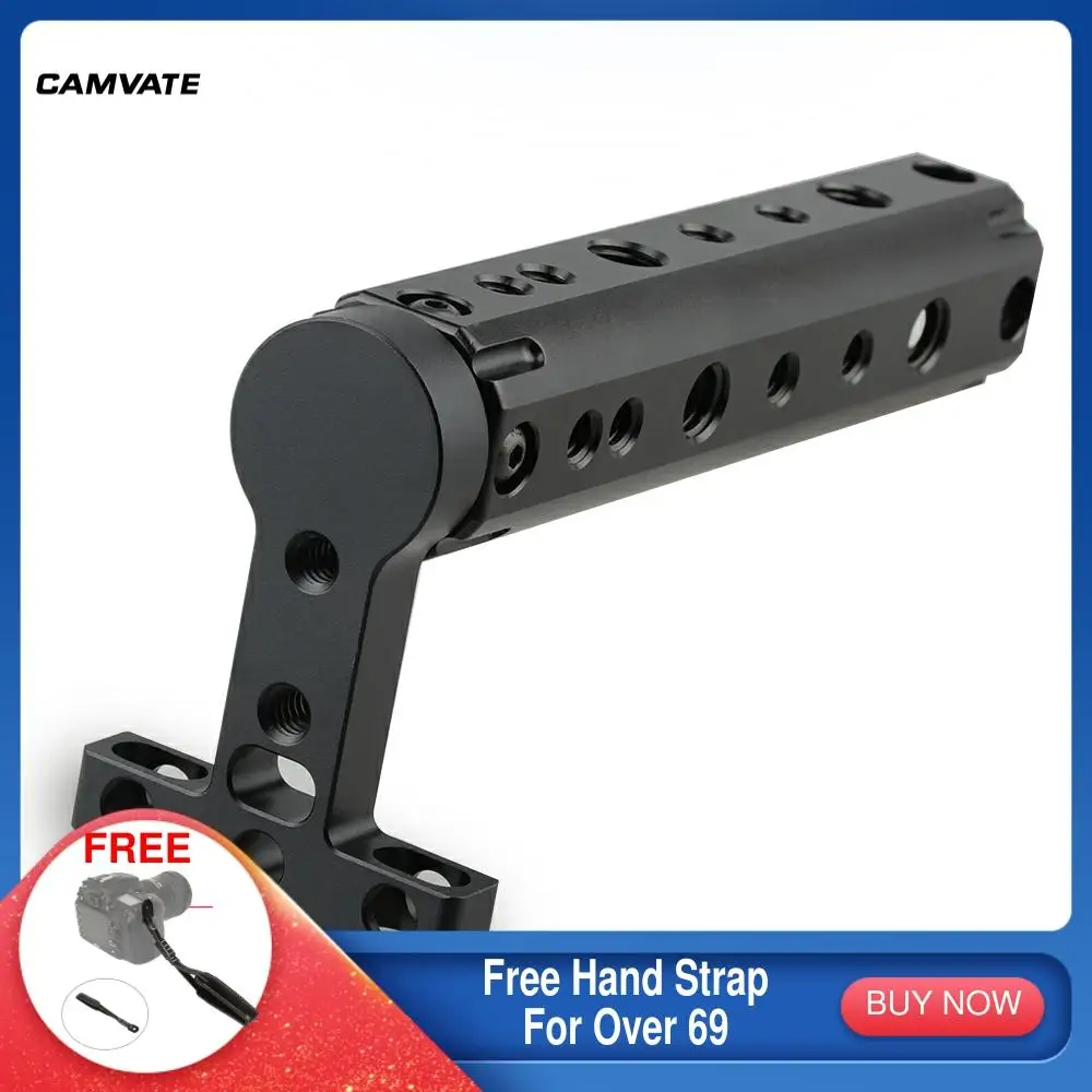 

CAMVATE Universal Aluminum Top Cheese Handle Grip With 1/4"-20 3/8"-16 Threaded Holes For DSLR Camera Cage Rig Supporting System