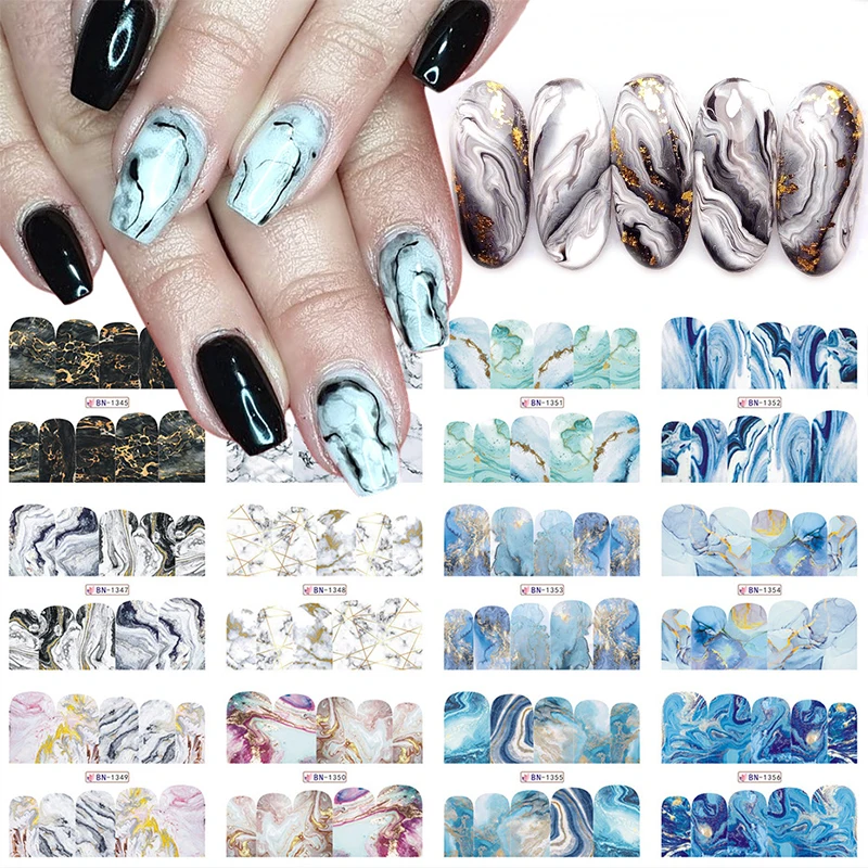 

12Pcs/Set Stickers Decals Decoration Nail Art Accessories Design and Labels Deco Marble Sticker Designer Decorative Decorations