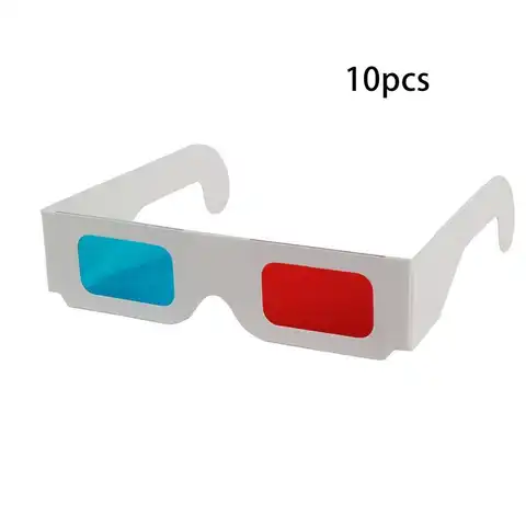 100 шт./10 шт./лот, универсальные бумажные анаглифные 3D очки, бумажные 3D очки, анаглифные красные/синие 3D стекла для кино, видео