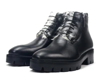winter high top ankle boots genuine leather lace up fashion boots male black increase platform boots