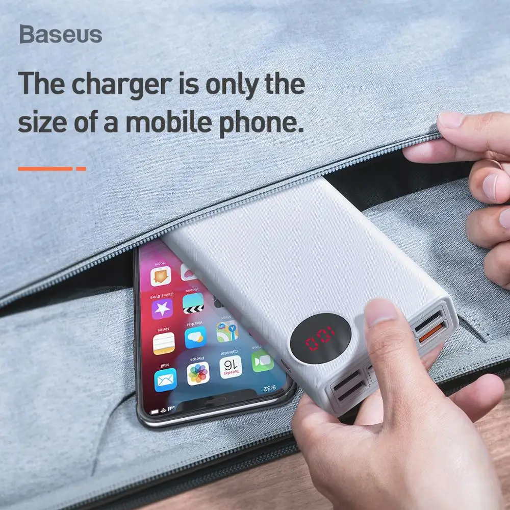 Baseus 30000mAh внешний аккумулятор PD3.0 QC3.0 быстрое зарядное устройство для путешествий
