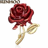rhinestone rose flower brooches for women lady fashion luxury zircon pearl flower pin clothing jewelry female holiday gift