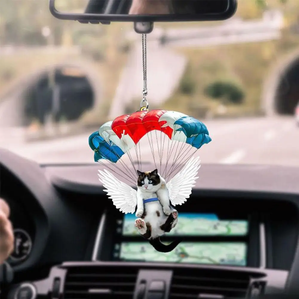 Подвесное украшение для автомобиля в виде кошки с красочными воздушными шарами
