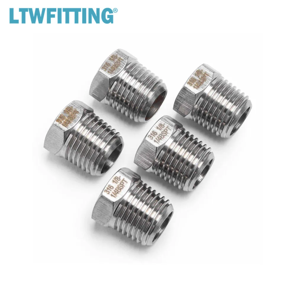 

LTWFITTING Stainless Steel 316 Pipe Hex Bushing Reducer Fittings 1/4-Inch Male BSPT x 1/8-Inch Female BSPP Air Fuel Boat