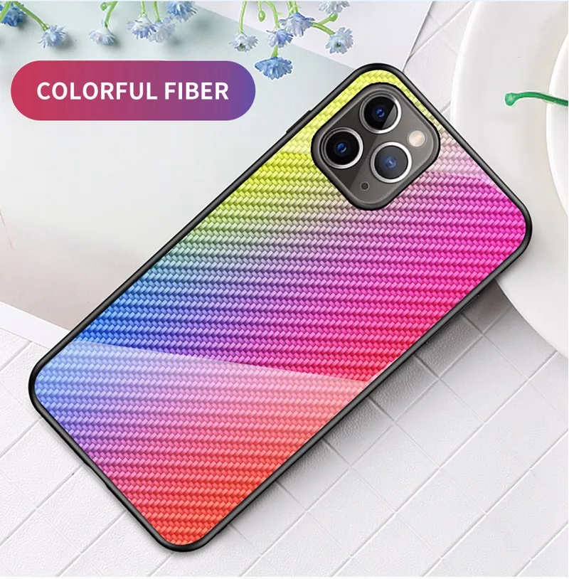 Для huawei p30 чехол из цветного углеродного волокна Жесткий закаленного стекла для Y5
