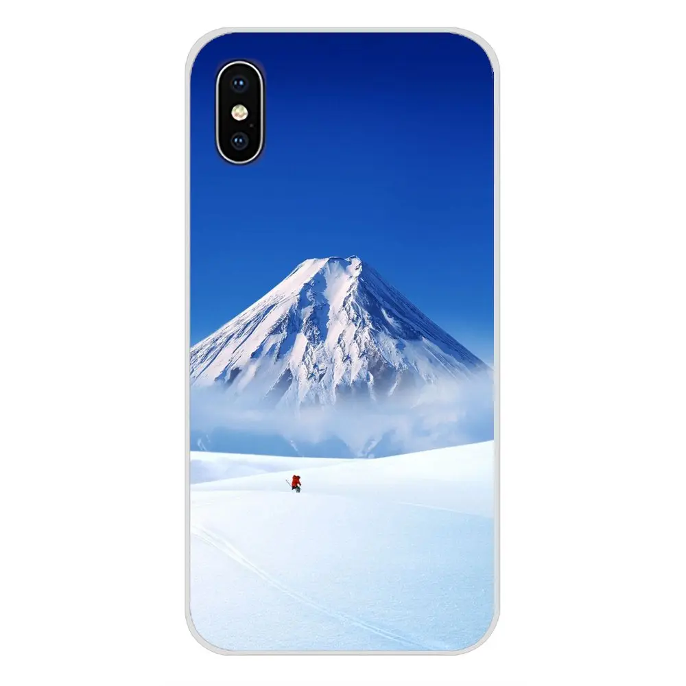 С изображением заснеженной горы пейзаж фоны для фотографирования морские волны