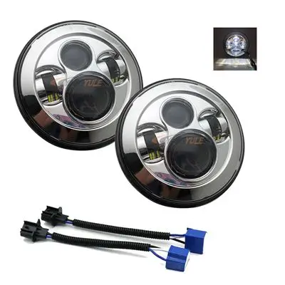 40w chrome 2X7 дюймов круглый светодиодный фары проекционный комплект фар для Jeep Wrangler JK TJ LJ lada niva 4x4 suzuki samurai Hummer H1 H2 - Цвет: 40w chrome