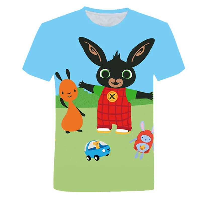 

4-14T Children's Clothing Boys T Shirt Short Sleeve Bing Rabbits Printed O Neck Girls Animal Graphic t shirts Spring Summer 2021