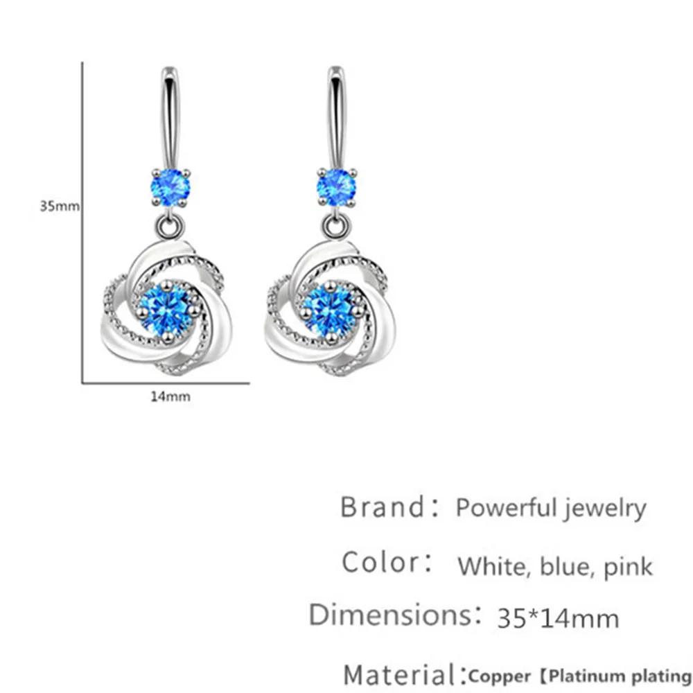 

925 Sterling Silver New Women's Fashion Jewelry High Quality Crystal Zircon Flower Hook Type Long Tassel Earrings