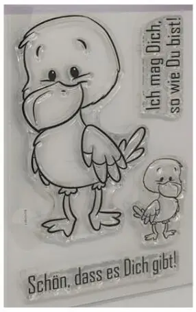 Прозрачный силиконовый штамп в виде утки с немецкими словами/печать для