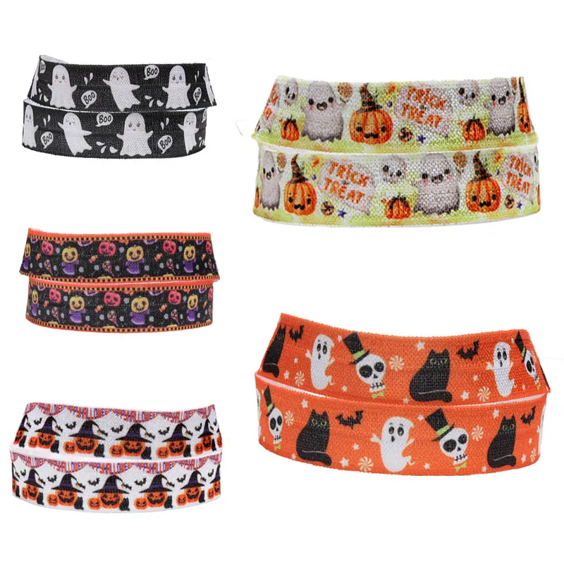 

(50 yards/lot) 2021 Newest 5/8" 15MM Halloween style fold over elastic foe