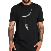 astronaut t shirt space swing under moon digital print t shirt short sleeve eu size 100 cotton funny aviation tshirt