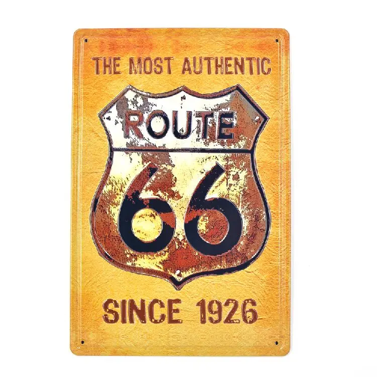 [Luckyaboy] Route 66 серфинг автобус 3D тисненые металлические жестяные знаки Бар Паб вечерние декоративные тарелки человек пещера наклейки на стену плакат