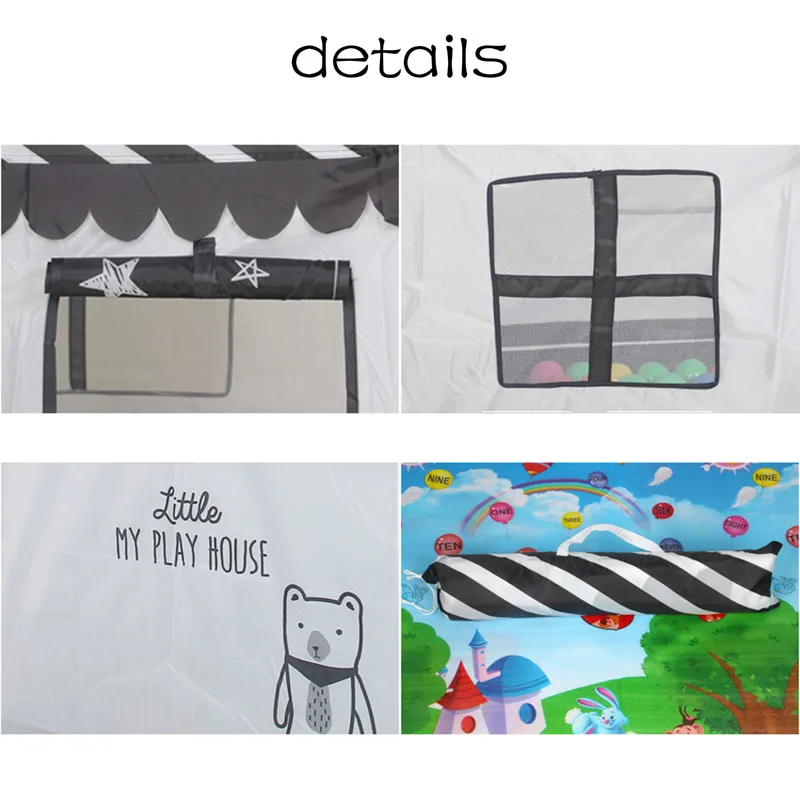 

Play Tent Toy Portable Foldable Ball Pool Pit Indoor Outdoor Simulation House Black And White Tent Gifts Toys For Kids Children